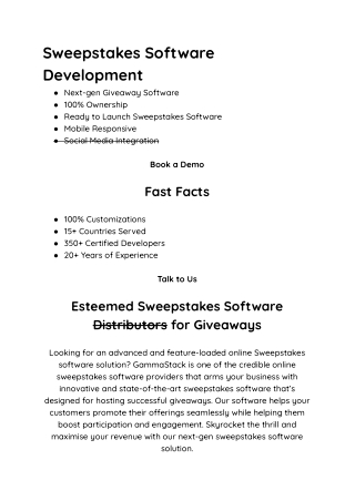 Sweepstakes software