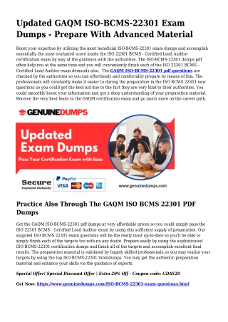 ISO-BCMS-22301 PDF Dumps - GAQM Certification Made Straightforward