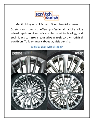 Mobile Alloy Wheel Repair | Scratchvanish.com.au