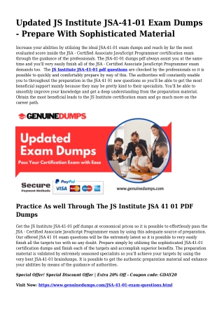 JSA-41-01 PDF Dumps To Increase Your JS Institute Journey