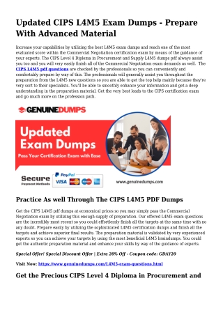 L4M5 PDF Dumps - CIPS Certification Created Uncomplicated