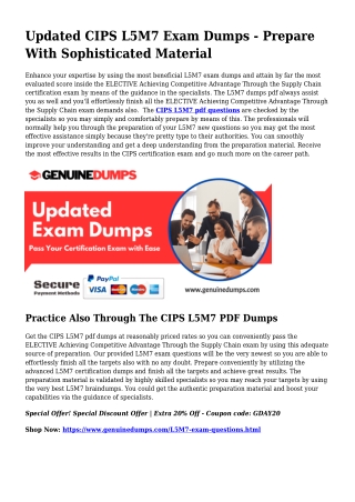 L5M7 PDF Dumps To Increase Your CIPS Quest