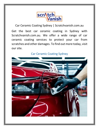 Car Ceramic Coating Sydney | Scratchvanish.com.au