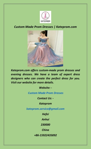 Custom Made Prom Dresses  Kateprom