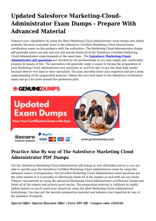 Marketing-Cloud-Administrator PDF Dumps - Salesforce Certification Created Effor