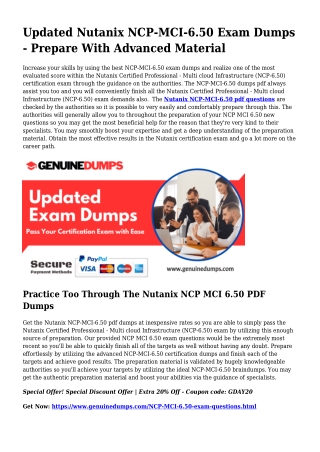 Critical NCP-MCI-6.50 PDF Dumps for Leading Scores
