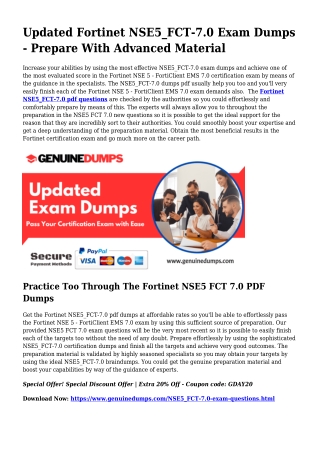 NSE5_FCT-7.0 PDF Dumps For Very best Exam Good results