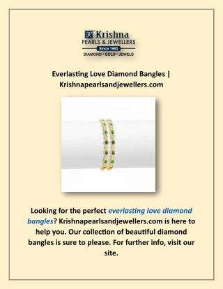 Everlasting Love Diamond Bangles | Krishnapearlsandjewellers.com