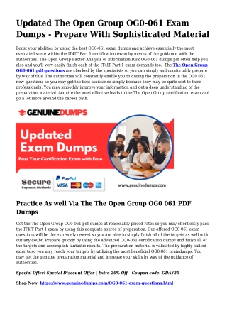 OG0-061 PDF Dumps For Greatest Exam Achievement