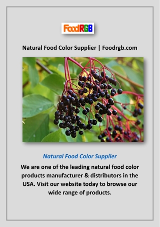 Natural Food Color Supplier | Foodrgb.com