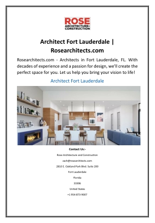 Architect Fort Lauderdale  Rosearchitects