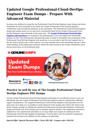 Professional-Cloud-DevOps-Engineer PDF Dumps To Quicken Your Google Trip