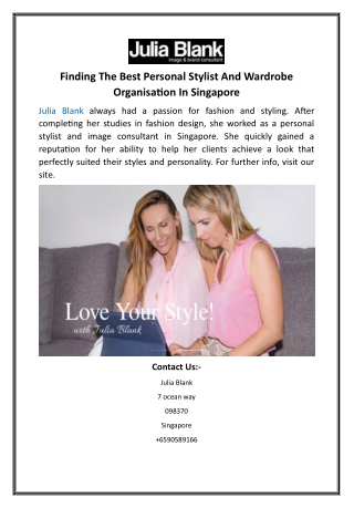 Finding The Best Personal Stylist And Wardrobe Organisation In Singapore