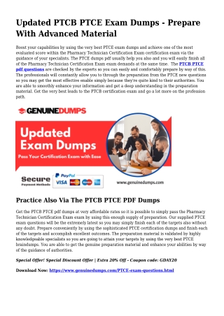 Critical PTCE PDF Dumps for Best Scores