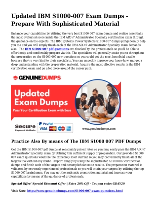 S1000-007 PDF Dumps To Quicken Your IBM Quest