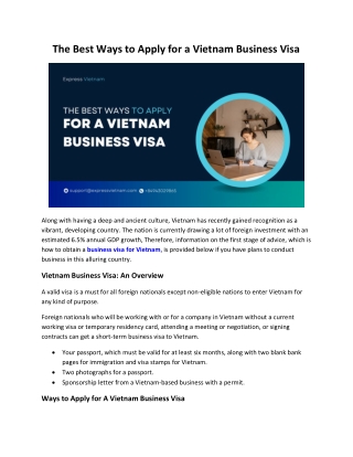 The Best Ways to Apply for a Vietnam Business Visa