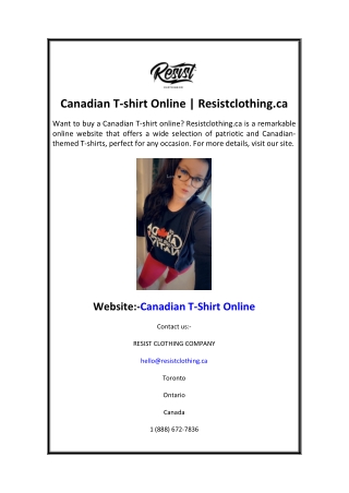 Canadian T-shirt Online  Resistclothing.ca