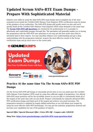 SAFe-RTE PDF Dumps - Scrum Certification Created Uncomplicated