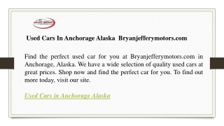 Used Cars In Anchorage Alaska  Bryanjefferymotors.com
