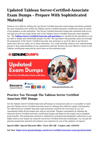 Server-Certified-Associate PDF Dumps - Tableau Certification Produced Quick