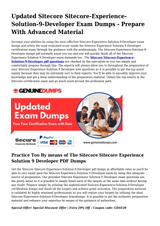 Sitecore-Experience-Solution-9-Developer PDF Dumps The Supreme Source For Prepar