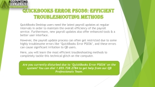 Effective Solutions to Fix QuickBooks Error PS036