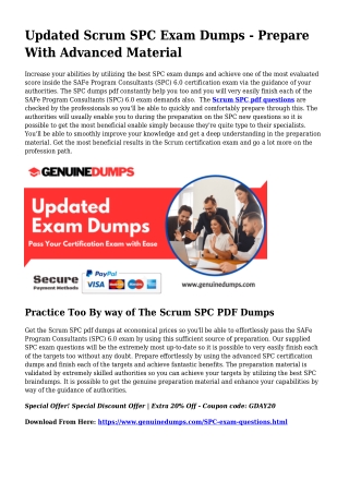 SPC PDF Dumps - Scrum Certification Created Uncomplicated