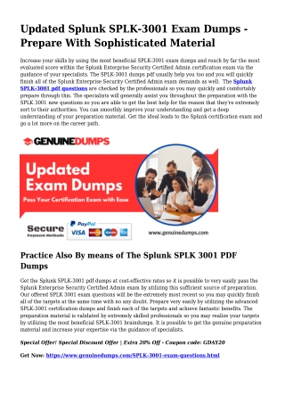 SPLK-3001 PDF Dumps For Best Exam Good results