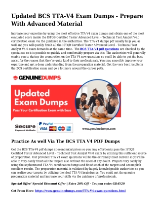 Necessary TTA-V4 PDF Dumps for Top rated Scores