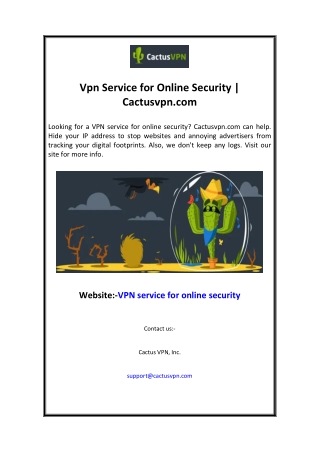 Vpn Service for Online Security  Cactusvpn.com