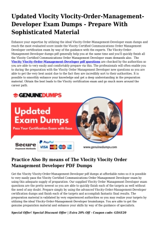 Vlocity-Order-Management-Developer PDF Dumps To Accelerate Your Vlocity Trip