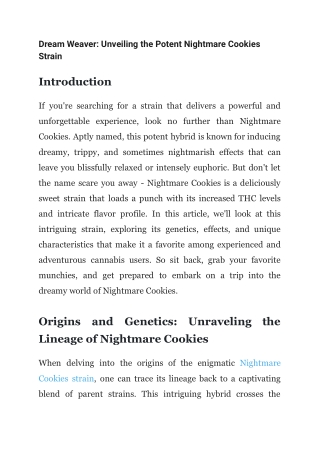 Dream Weaver_ Unveiling the Potent Nightmare Cookies Strain