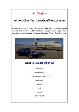 Airport Chauffeur Mgchauffeurs.com.au