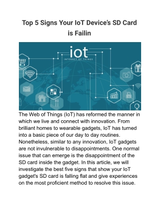 Top 5 Signs Your IoT Device’s SD Card is Failin