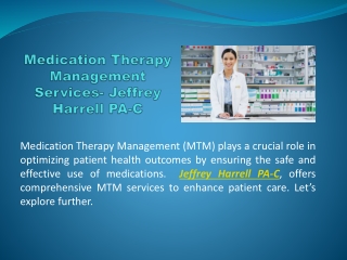 Medication Therapy Management Services- Jeffrey Harrell PA-C