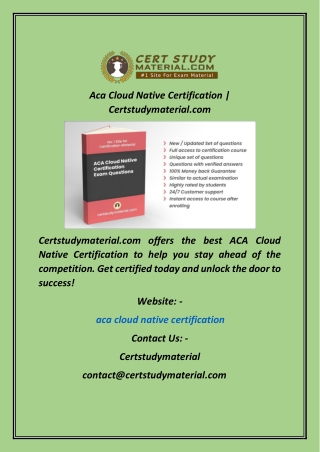 Aca Cloud Native Certification  Certstudymaterial