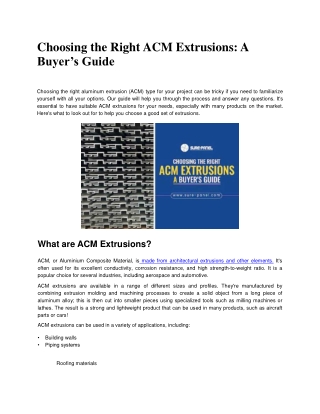 Choosing the Right ACM Extrusions A Buyer's Guide