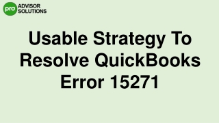 A Quick And Effective Way To Fix QuickBooks Error 15271