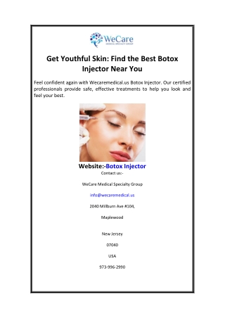 Get Youthful Skin Find the Best Botox Injector Near You