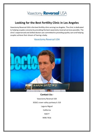 Looking for the Best Fertility Clinic in Los Angeles