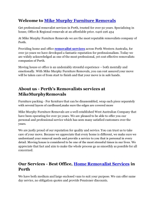 Perth furniture removalists