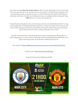 Chung kết FA Cup sẽ diễn ra lúc 21h, 3_6 giữa Man City vs Man United tại 88bettop1