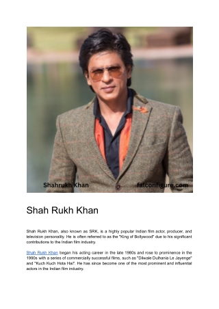 Shah Rukh Khan | Interesting Facts