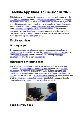 Mobile App Ideas To Develop In 2023