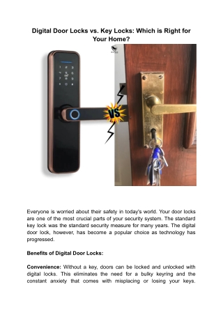 Digital Door Locks vs. Key Locks_ Which is Right for Your Home