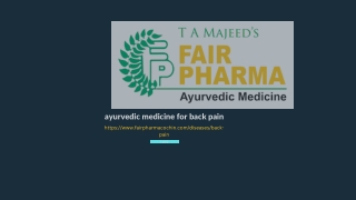 Ayurvedic Medicine For Back Pain