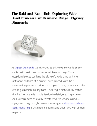 Wide Band Princess Cut Diamond Ring | Elgrissy Diamonds