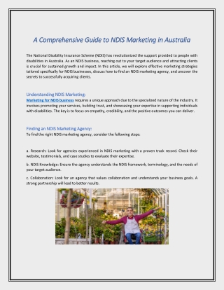 A Comprehensive Guide to NDIS Marketing in Australia