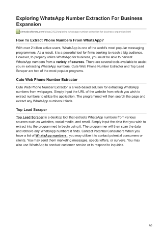 1Exploring WhatsApp Number Extraction For Business Expansion