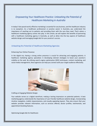 Empowering Your Healthcare Practice